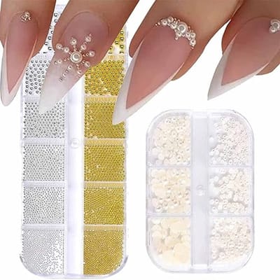 Halfronde Nail Art Perlen voor Nageldecoratie - Mini Kaviaar en Strass