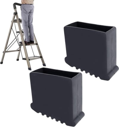 2 stuks - Voetbeschermers voor opklapbare ladders - Antislip en slijtvast - Beschermers voor ladderpoten - Dempende pads - 3*7,3 cm - Antislipbescherming voor de onderkant van de ladder - Zwart