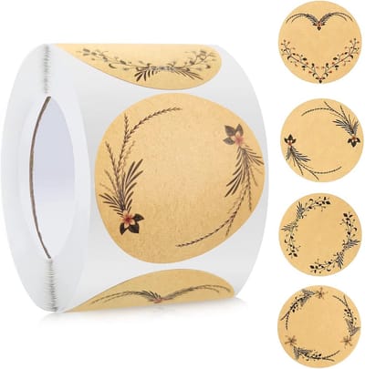Kraftpaper Geschenkstickers - 500 Stuks Zelfklevende Ronde Etiketten 5 cm voor Cadeaus, Jampotten, Bruiloften en Keuken