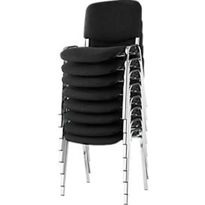 NowyStyl stapelstoelenset ISO BASIC, zonder armleuningen, stapelbaar tot 12 stuks, bekleding zwart, frame chroom zilver, 8 stuks