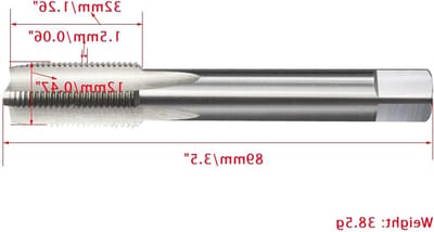 M12 x 1.5mm HSS Machine Tap, 4 Rechte Sleuven Taper Plug voor Draadbewerking en DIY Reparaties, Precisie Gereedschap voor Machinisten