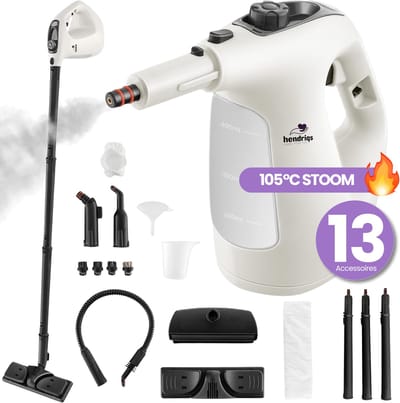 Hendriqs® 2-in-1 Stoomreiniger met Vloersteel - 105°C Stoom voor Vloeren & Ramen - Elektrische Dweil - Stoomdweil - Handstoomreiniger - Steam Cleaner - Voor Keuken, Badkamer & BBQ