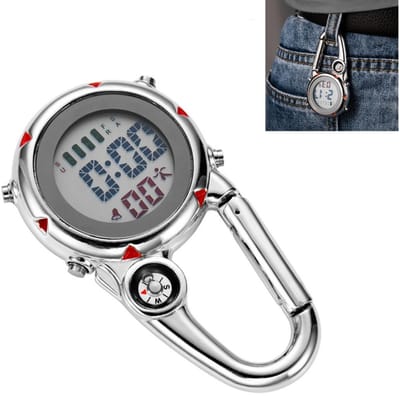 1 Stuk - Outdoor Sport Horloges Stopwatch - Kompassen - Clip Hangend Horloge - Clip Op Quartz Horloge met Wekker, Datum, Week - voor Klimmen、Wandelen、Buitensporten - Rood