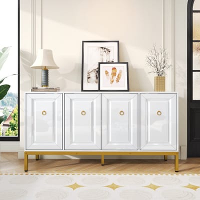 VVBV Opbergkast 140x80x40 cm met Opbergruimte, Hoogglans - Goud