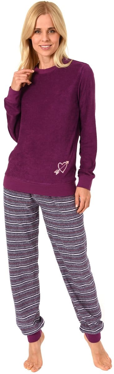 Dames badstof pyjama met manchetten - ijskristalmotief - 291 201 13 901