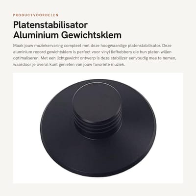 Dailygoods- Gewichtstabilisator Lichtgewicht - Aluminium - Platenstabilisator - LP Vinyl - CD-speler - Vermindert trillingen - Platengewicht