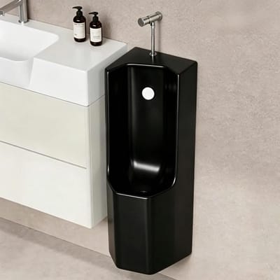 Wand Urinoir - Muur Urinoir Heren - Ruimte Besparen - Spatwaterdicht Ontwerp - 60 cm Hoog - Zwart