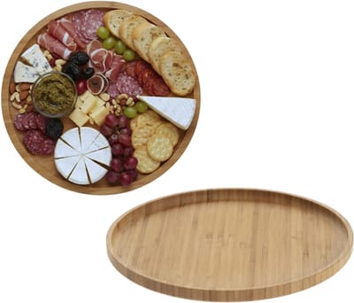 Secret de Gourmet Serveerplanken set - 2x stuks - Bamboe - D26,5 cm - hapjesplank - tapas - streed food - verjaardag