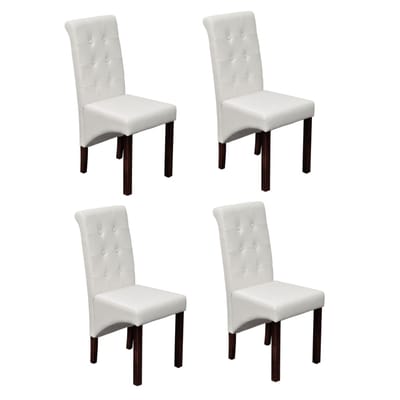 vidaXL - Eetkamerstoelen - 4 - st - kunstleer - wit