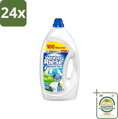 Weißer Riese - Wasmiddel - Gel - Witte Was - 4.5L - 100 Wasbeurten - Voordeelverpakking - 24 stuks - Wasgel - Vlekken verwijderen