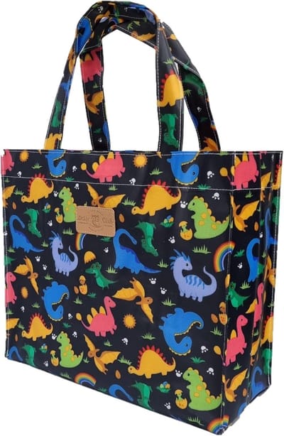 Kleine PVC Draagtas Zwart - Waterbestendige Schooltas, Lunchtas en Boodschappentas (29x24.5x11.5cm)