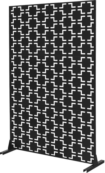 Metalen privacyscherm Milano zwart 120x180 cm gemaakt van staal Kamerscherm met 3 panelen Scheidingswand uitbreidbaar met staander ML design