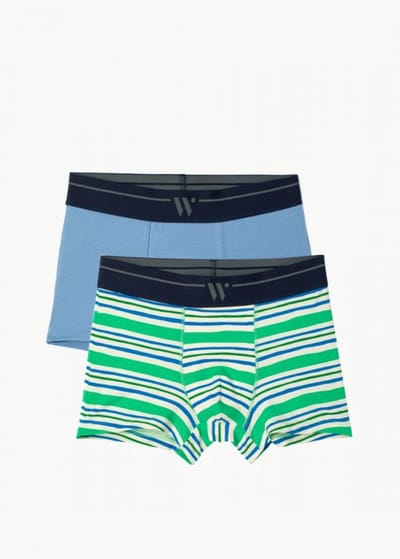 Woody duopack boxershort heren - groen/blauw gestreept - 241-12-QLM-Z/070 - maat S