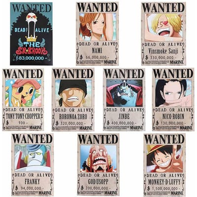 28.5*19.5CM Anime Wanted Beloningsposters Huisdecoratie Muursticker Papier Poster Hangen voor Muur