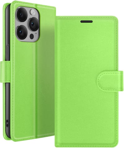 Zanae, Hoesje geschikt voor iPhone 14 Pro - Wallet Case & Magneetsluiting, Groen