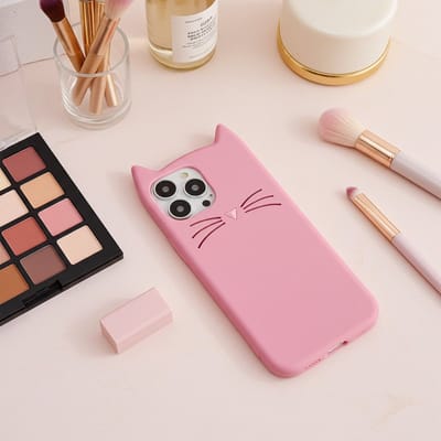 Peachy Schattige kat siliconen hoesje geschikt voor iPhone 16 Pro Max - roze