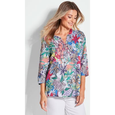 Helder gekleurde, gedessineerde blouse met charmante details - meerkleurig - Gr. 38 van Goldner Fashion