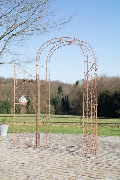 Robuuste Metalen Rozentunnel met Dubbele Poort - Antiek Bruin