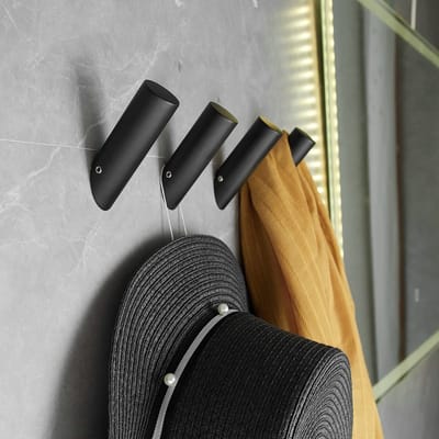 Dailygoods- Handdoekhaak 4 Stuks - Wandhaak - Roestvrij Staal - Mat Zwart - Schokbestendig - Eenvoudige Installatie