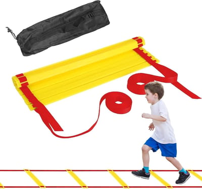 Snelheidsladder Trainingsladder - Behendigheid Ladder Balans - Sportprestatie Verbeteren - Geen Montage Verstrikt - 7 meter 14 Sporten - Rood
