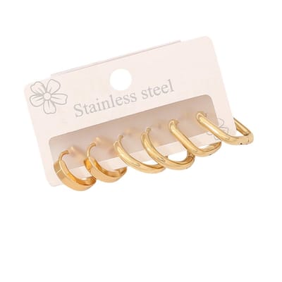 Rvs sieraden - Oorringen set - Goudkleurige stainless steel - 3 paar