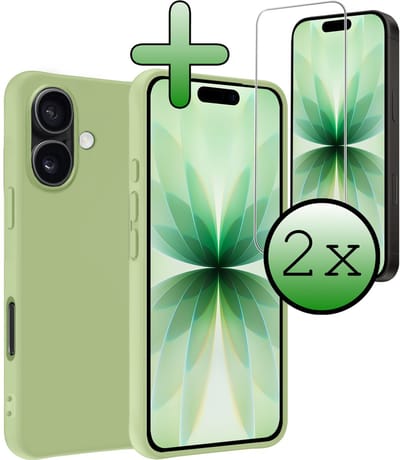 Hoesje Met 2x Screenprotector - Geschikt voor Apple iPhone 17 - Sterk & Shockproof - Back Cover - Siliconen Case - Telefoon Hoes - Groen