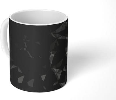 Mok - Koffiemok - Zwart - Mozaïek - Abstract - Patroon - Mokken - 350 ML - Beker - Koffiemokken - Theemok