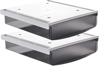 Opbergdozen voor onder het bureau - Set van 2 zelfklevende lades van 1,7 liter - Organiseer pennen en utensils in stijl - Matte zwarte kleur - 21 x 18 x 5,3 cm