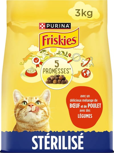 Friskies droogvoer voor katten - RUND, KIP & groenten - kattenbrokken voor gesteriliseerde katten- 3kg