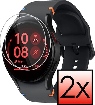 Screenprotector - 2 Stuks - Geschikt voor Samsung Galaxy Watch FE (40mm) - Extra Sterk - Tempered Glass - Gehard Glas - Beschermglas Screen Cover - Bescherm Protector voor Smartwatch