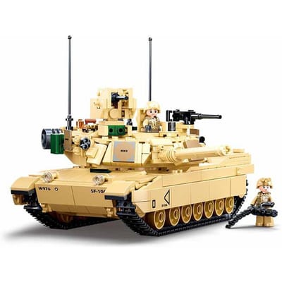 Sluban Nieuwe Tweede Wereldoorlog 2 Militaire VS Abrams M1A2 Gevechtstank Wagentje Bouwstenen Leger Klassieke Accessoires Model Kinderen Speelgoed beige