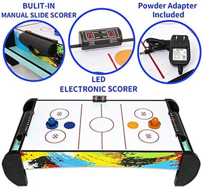 Airhockeytafel Kinderen - Tafelspel Spel - Interactief Spelen - Stabiele Luchtstroom - 38 Inch - Groen Zwart