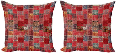 ABAKUHAUS – Oriëntaals Kussenhoes Set 2x40 cm – Dubbelzijdige Afdruk – Veelkleurig Donker Koraal