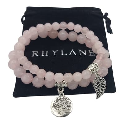 Dubbele rozenkwarts armband - Set voor vrouwen - 2 stuks – Healing Crystals – Chakra, Yoga, Reiki