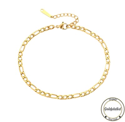 Borasi Schakel Enkelband | Goldplated | Goudkleurig | Dames Enkelband | Dames Sieraden |