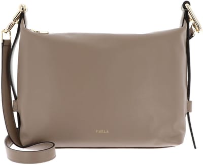 FURLA Leren schoudertas Vitello Claris Lux Tonie Hobo Bag Greige Taupe