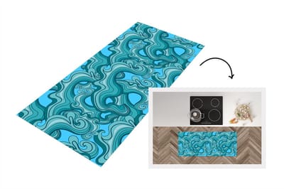 Keukenloper - Loper keuken - Zee - Patronen - Marmer - 120x50 cm - Keukenloper vinyl