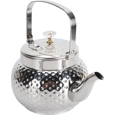 Roestvrijstalen Theepot met Uitneembaar Filter Metalen Theeketel Koffietafel Serveerpot voor Thuis Hotel Restaurant Silver 2L diamond pattern