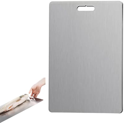 Wishdor Premium SUS-304 RVS Snijplank - Anti-Slip - Dubbelzijdig Kneedbord - 29x20 cm - Zilver