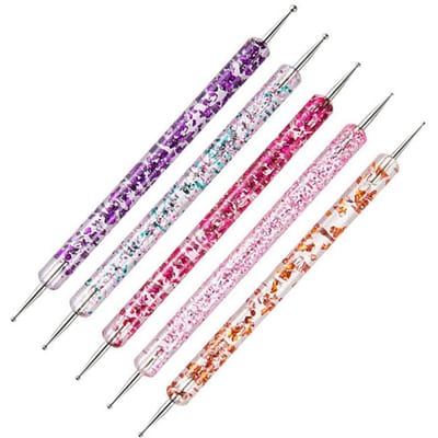 5 Stuks Nail Art Dotting Pen Kristallen Kralen Handvat Dubbelzijdig Tekenen Schilderen Strass Manicure Gereedschap 5pcs