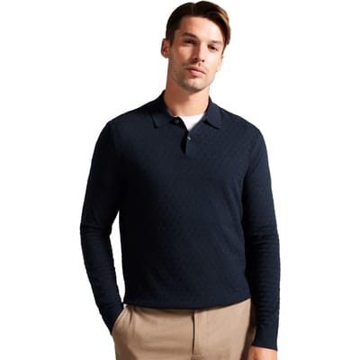 Ted Baker gebreid heren poloshirt met lange mouwen - Morar