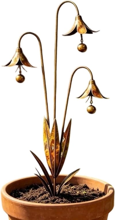 Decoratieve Tuinpaal - Bloem Ornament - Tuin Decoratie - Met Hangende Bel - 66 x 39 cm - Meerkleurig