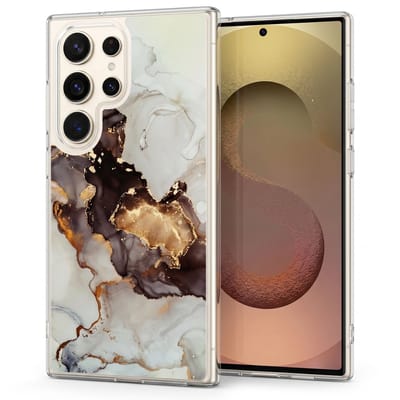 Hoesje - Geschikt voor Samsung Galaxy S25 Ultra - Marmer Design - Shockproof Telefoonhoes - Transparante Back Cover Wit