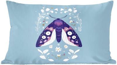 Sierkussens - Kussentjes Woonkamer - 60x40 cm - Bladeren - Wit - Vlinder - Insect