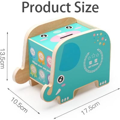 Boîtes en Bois pour Enfants Jouets Éléphants Tirelire Pièces Numériques Épargne Jeux Simulés Jouets Éducatifs en Bois pour Bébé beige