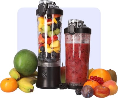 Krachtige Draadloze Blender To Go - Smoothie Maker voor Onderweg - Draagbare Blender met Drinkdop - Mixer voor smoothies - Draadloos opladen mogelijk! - Handmixer voor gezonde drankjes - 600ml - Zwart