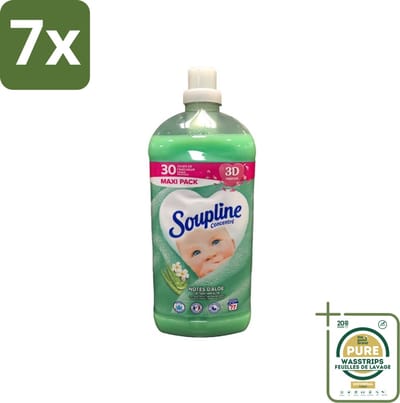 7 x Soupline - Wasverzachter - Aloë Vera Concentraat - 77 Wasbeurten - Grootverpakking - Wasverzachter Aloë Vera - Wasverzachter Voor Kleding - Aloë Vera Wasverzachter - Zachte Wasverzachter - Wasverzachter Voor Gezin