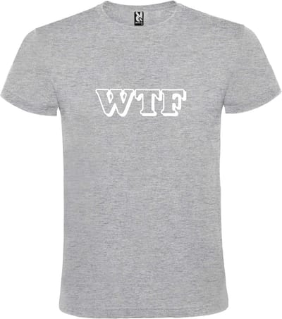 Grijs T-shirt ‘WTF’ Wit maat XS
