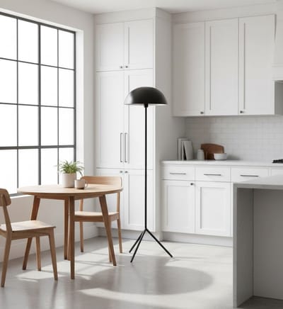 Vloerlamp Elegant Globe – Zwarte - Zwart - – Zwarte Designlamp Metaal, 152 - Medahomestore