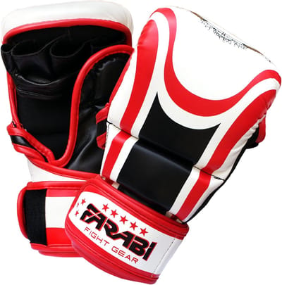 Trainingshandschoenen - MMA handschoenen - Sparring en grappling - Hybride ontwerp - S-M - Wit rood